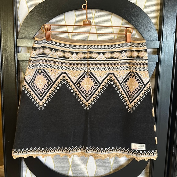Odd Molly Dresses & Skirts - Odd Molly / Anthropologie/ Anthro Cotton Knit Crochet Hem Pull On Sweater Skirt.